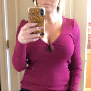 Brand new never worn, burgundy V-neck from Express